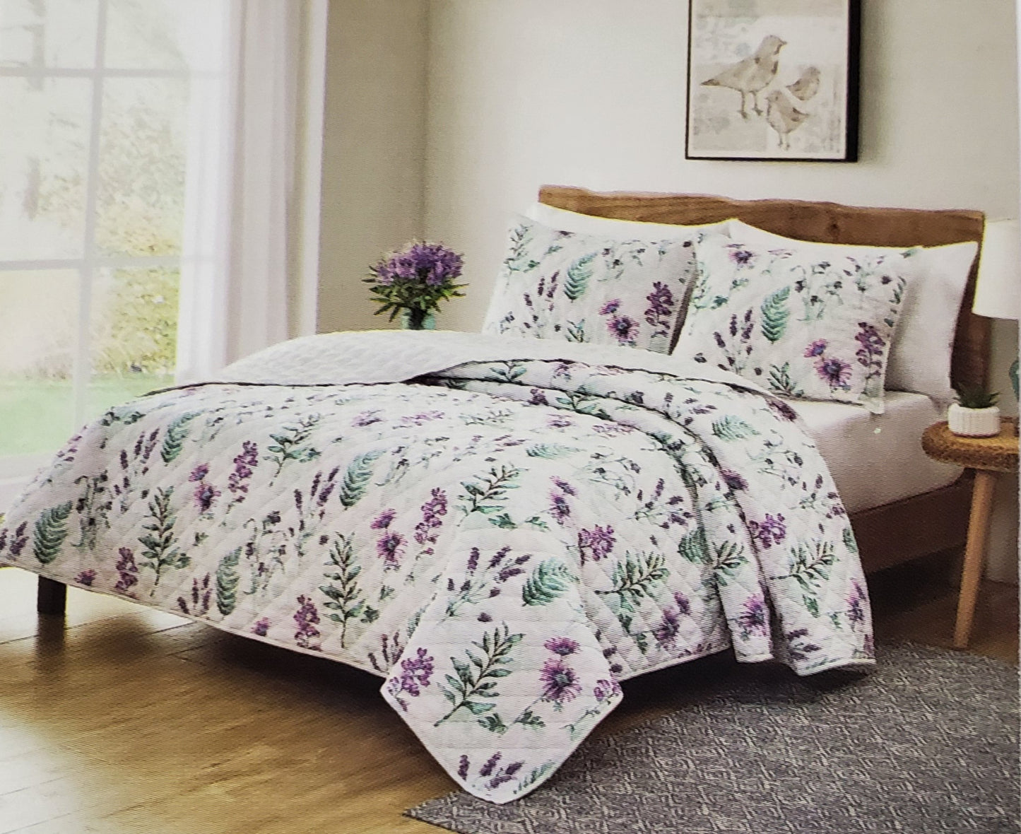 Purple Flower Quilt Set King