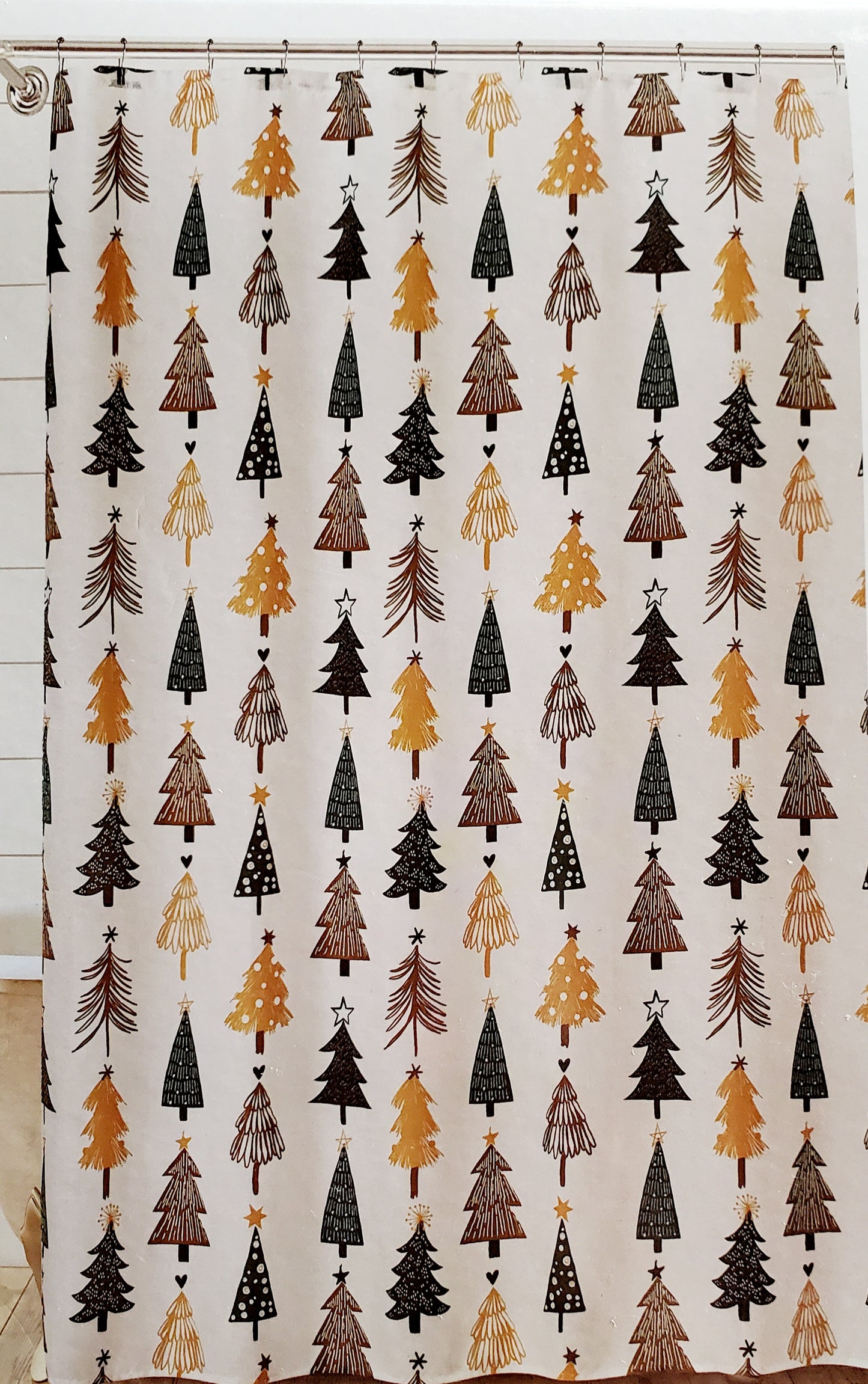 Gold Christmas Tree Shower Curtain