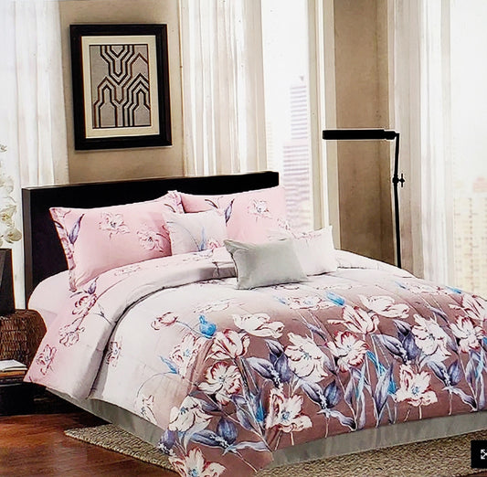 Pink Floral Comforter King Set