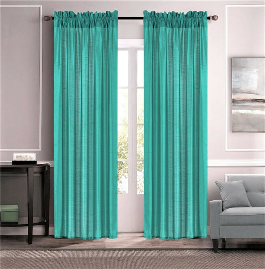 Semi Sheer Faux Silk Grommet Curtains Window