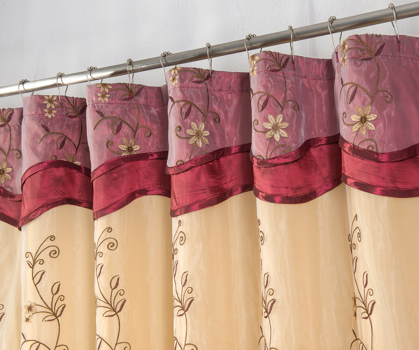 Embroidered Sheer Shower Curtain