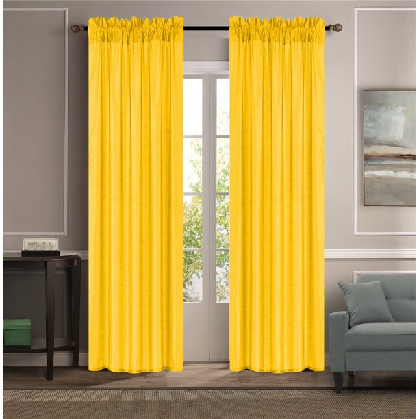 Semi Sheer Faux Silk Grommet Curtains Window