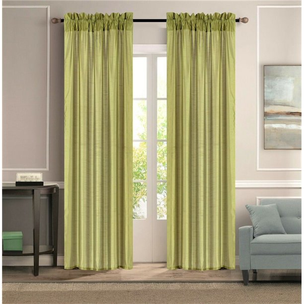 Semi Sheer Faux Silk Grommet Curtains Window