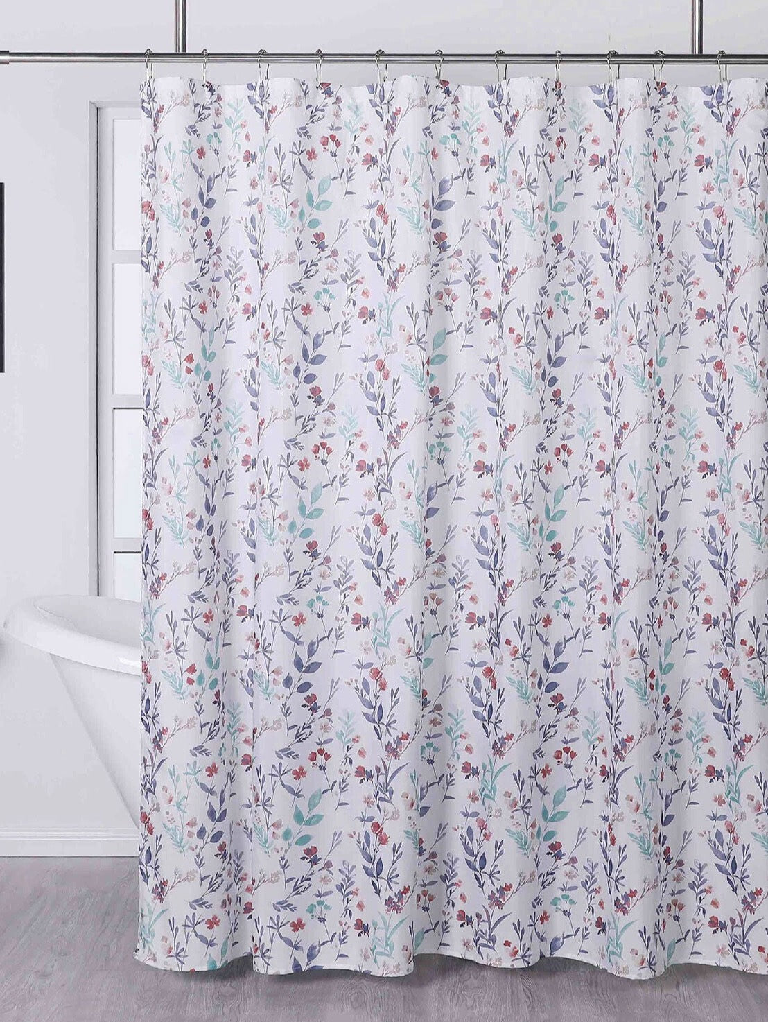 Flower & Leaves Printed Shower Curtain